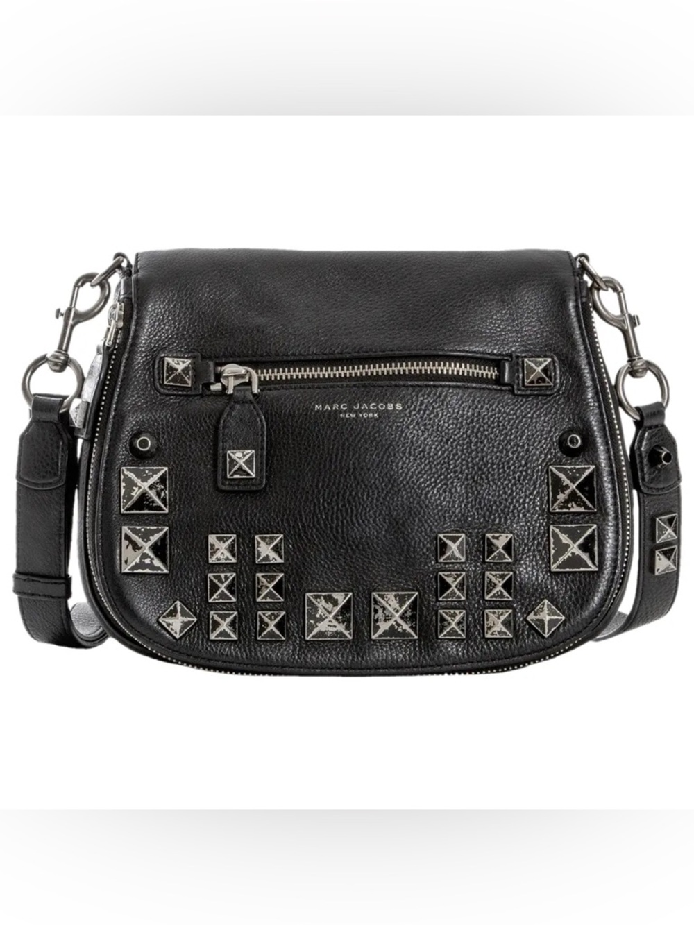 Marc Jacobs “Recruit” Black Leather Studded Crossbody Bag - RARE